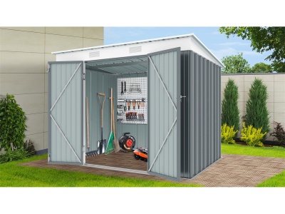 Riwall PRO RMSP 6x8 Anthracite - zahradní domek kovový 2,4 x 1,8 m s pultovou střechou antracit