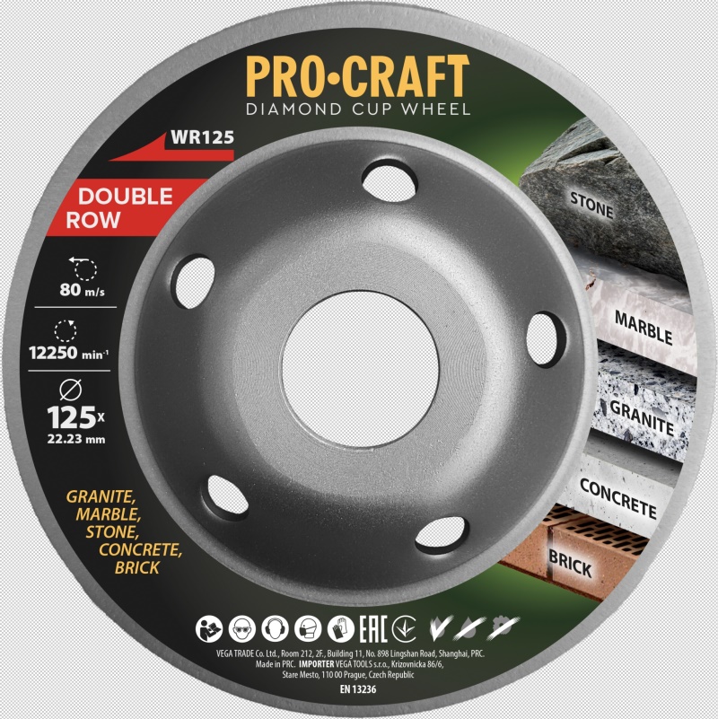 Diamantový brusný kotouč (hrncový) Procraft WR125 Double Row