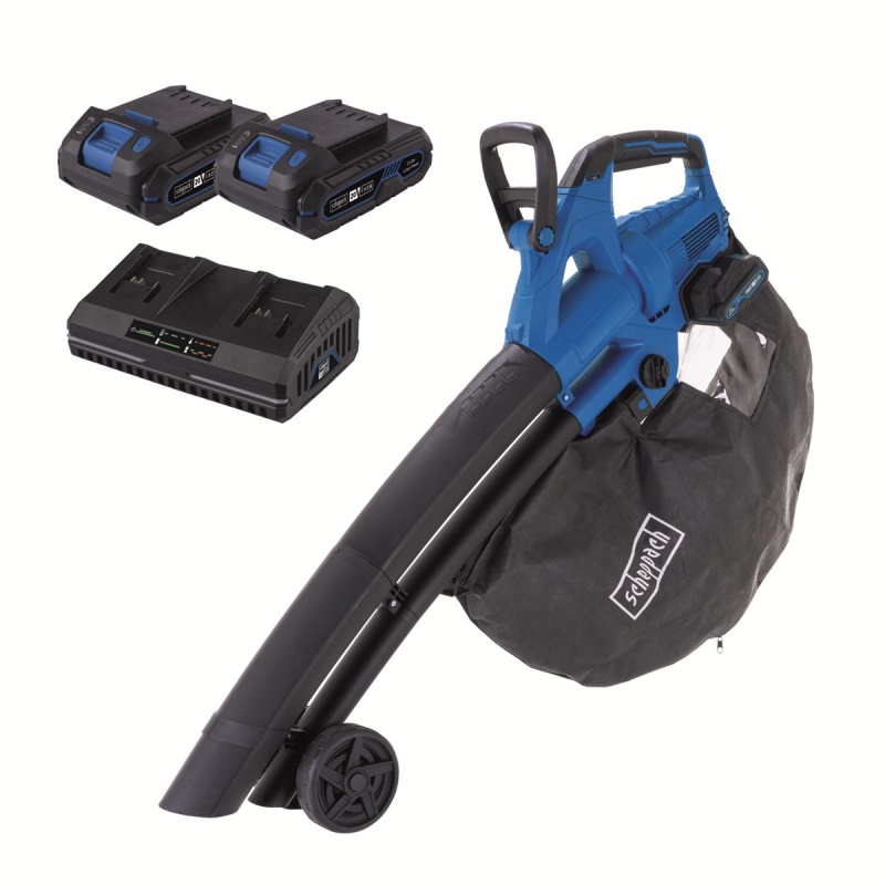 Scheppach BC-BLV720-X-SET S2 - 2x20 V IXES aku vysavač/foukač 4v1 + 2x 2Ah baterie + duální nabíječka 2,4 A