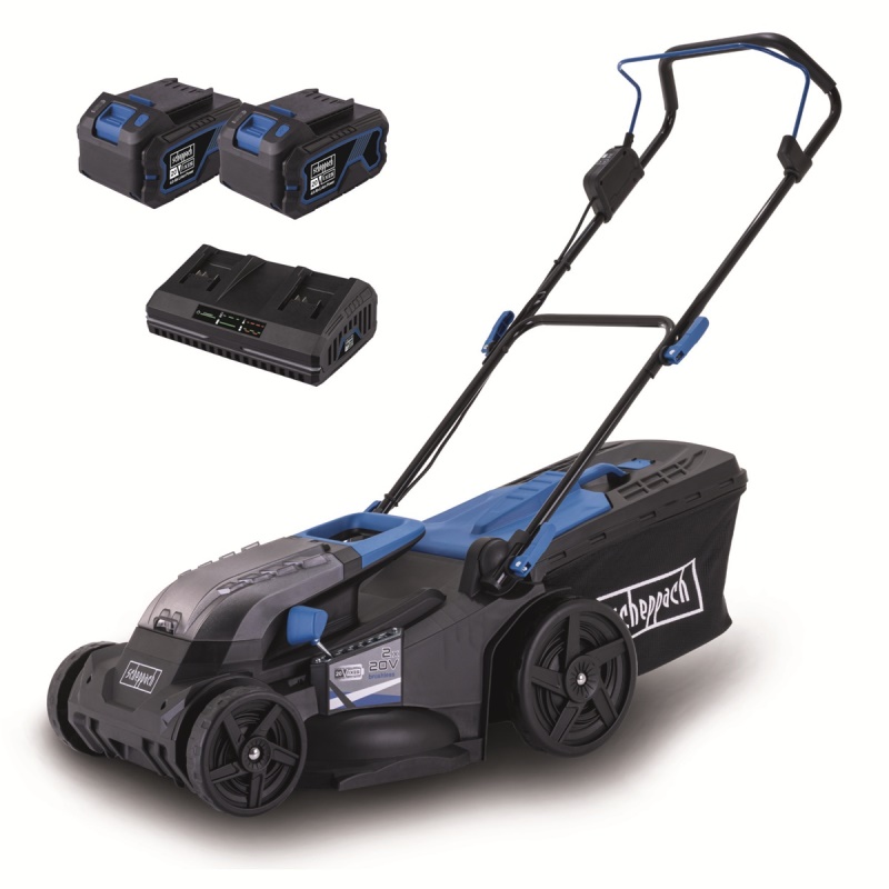 Scheppach BC-MP430-X-SET XL2 - aku 2x 20 V IXES sekačka 4v1 s bezuhlíkovým motorem + 2x 4Ah baterie + nabíječka