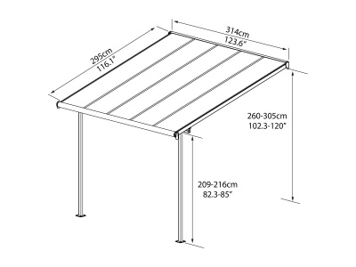 Palram - Canopia Sierra 3000 antracit 3 x 3 - hliníková (montovaná) pergola