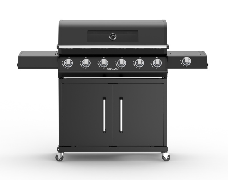 Riwall PRO RGG 61 EXL - luxusní plynový gril 24 kW se šesti hořáky a bočním vařičem