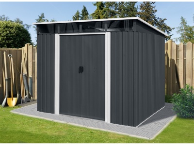 Riwall PRO RMSP 9x8 Anthracite LUX - zahradní domek kovový 2,4 x 2,8 m s pultovou střechou antracit