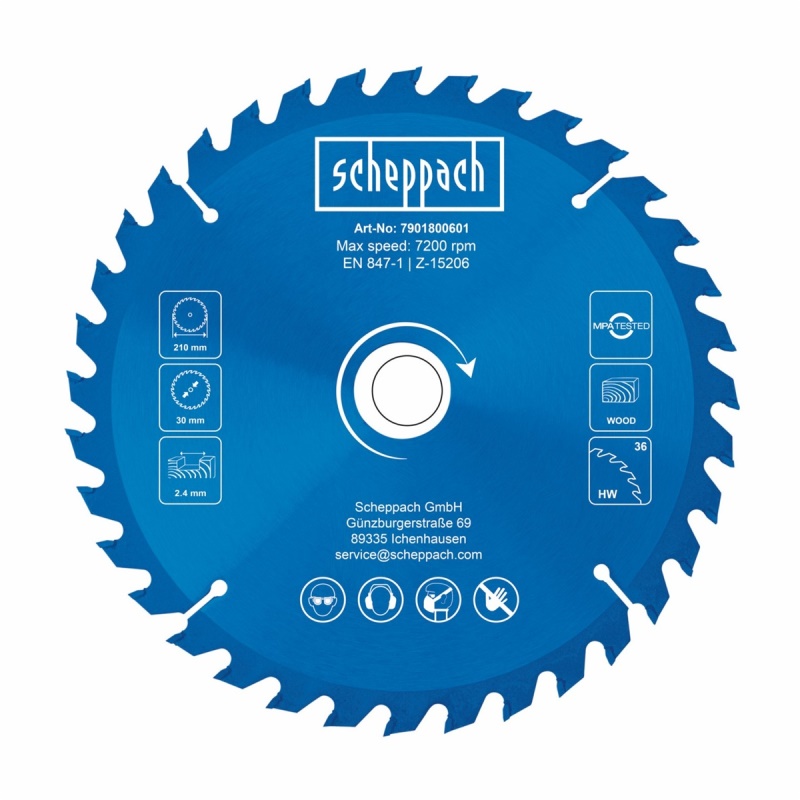 Scheppach Pilový kotouč TCT ( 210 x 30 x 2,4 mm, 36 Z ) - pro PL 75 / HS 81 S / HS 80 / HM 210 L