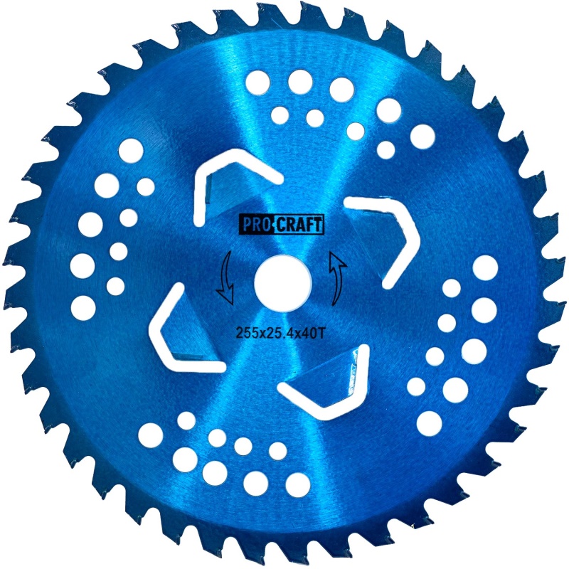 Nůž křovinořezu (kotouč) (D255*25.4) 40T pobedit (blue) PROCRAFT