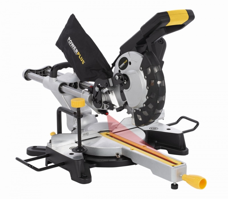 POWX07560S - Pokosová pila s potahem a oboustranným náklonem 1 500W / 210mm