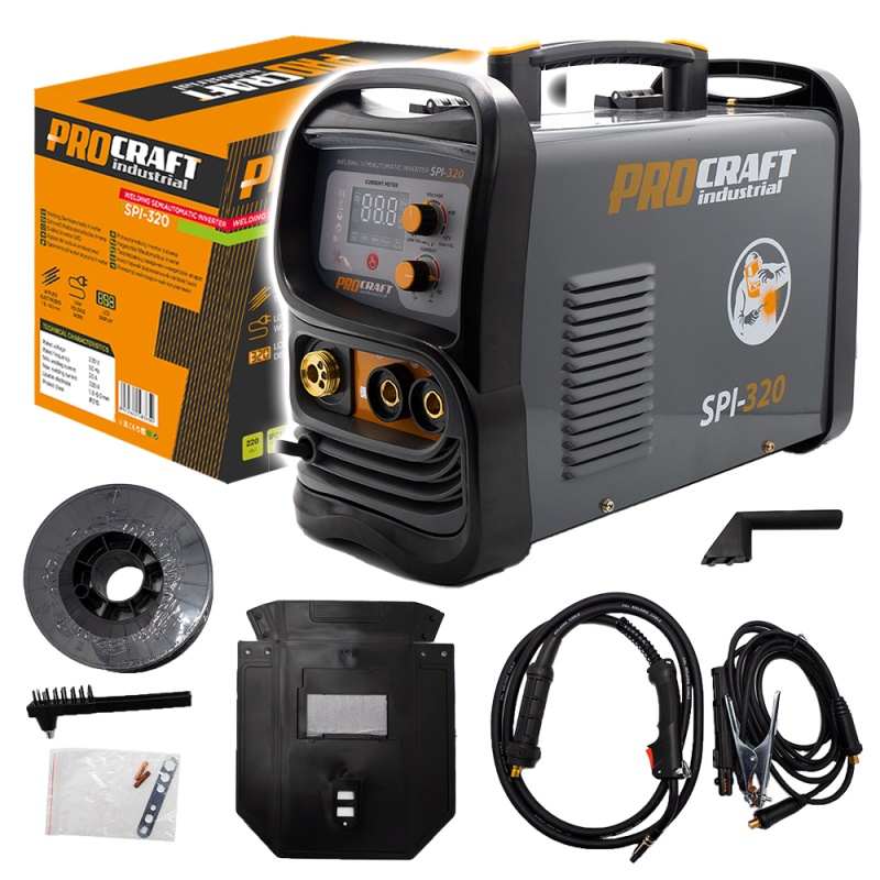 Svařovací poloautomatický invertor (CO2) MIG/MAG, MMA Procraft SPI-320 (20-160A)