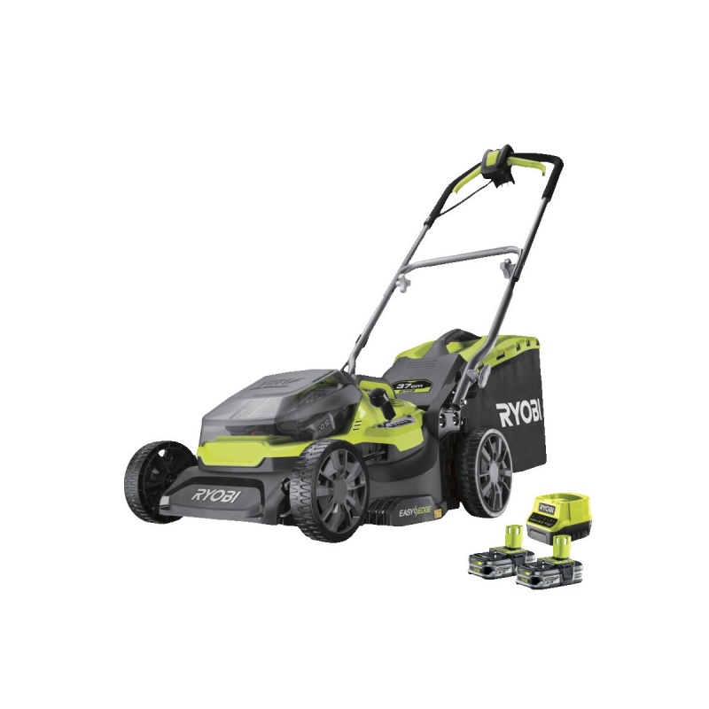 RYOBI RY18LMH37A-225 - 18V One+ sekačka na trávu, záběr 37 cm, koš 45 l, mulčování, 2x 2,5 Ah akumulátor, nabíječka