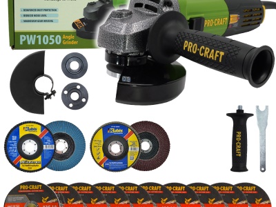 Bruska úhlová Procraft PW1050 + 10x řezný kotouč, 2x lamelový kotouč