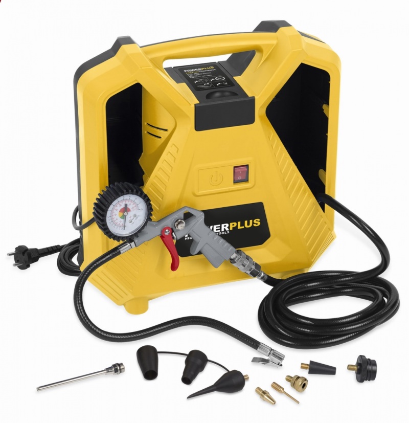 POWX1704 - Kompresor 1100W  plus  10 ks přísl. bezolejový