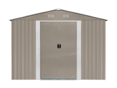 Riwall PRO RMSA 12x10 Brown - Zahradní domek kovový 3 x 3,7 m se sedlovou střechou hnědý
