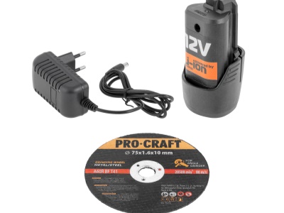 Aku mini úhlová bruska Procraft PGA12 1B, 76mm