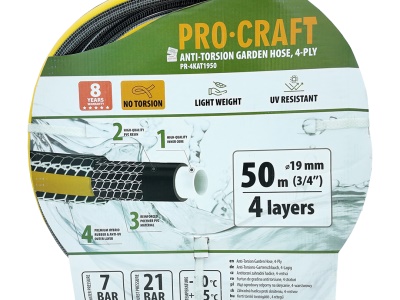 Černo-žlutá zahradní hadice Procraft PR-4KAT1950