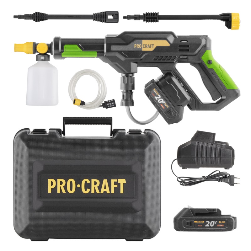 Sada aku tlaková myčka Procraft CW20 + baterie 20/2A a nabíječka 20/1