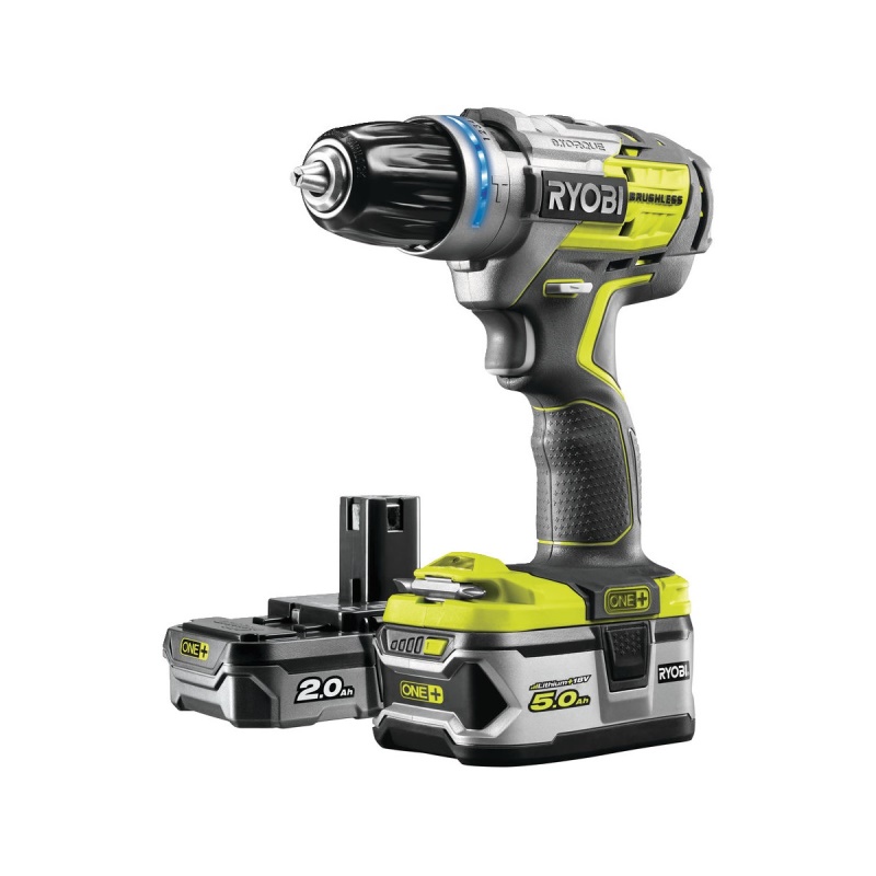 RYOBI R18PDBL-252S - 18 V bezkomutátorová příklepová vrtačka + 1x 2Ah + 1x 5Ah baterie + nabíječka ONE+