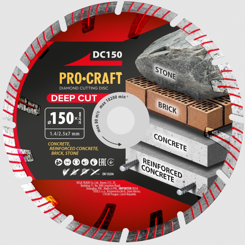 Diamantový řezný kotouč Deep Cut Procraft DC150