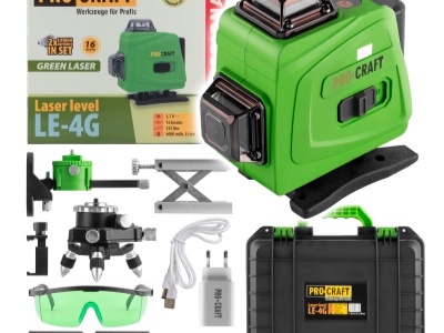 Laser zelený liniový, křížový samonivelační Procraft LE-4G