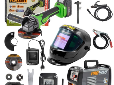 Sada svářecí invertor RWI-300 s aku úhlovou bruskou PGA22-1B-C + kukla SPH1000