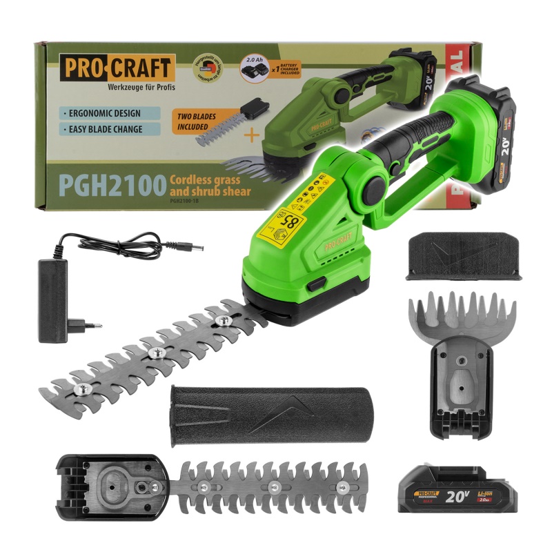 Aku nůžky na trávu a keře Procraft PGH2100