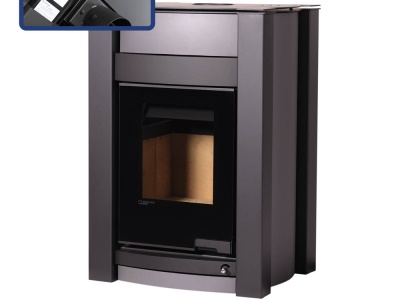 HS Flamingo KALMAR 11/5 šedá ER - teplovodní krbová kamna s 5 kW výměníkem a el. regulací