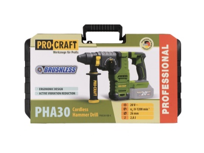 Aku vrtací kladivo Procraft PHA30bb (bez baterie a nabíječky v kufru) SDS Plus