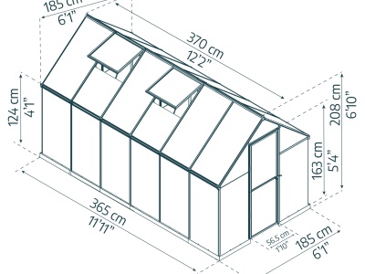 Palram - Canopia Multiline 6' x 12' - polykarbonátový skleník (365 x 185 cm)