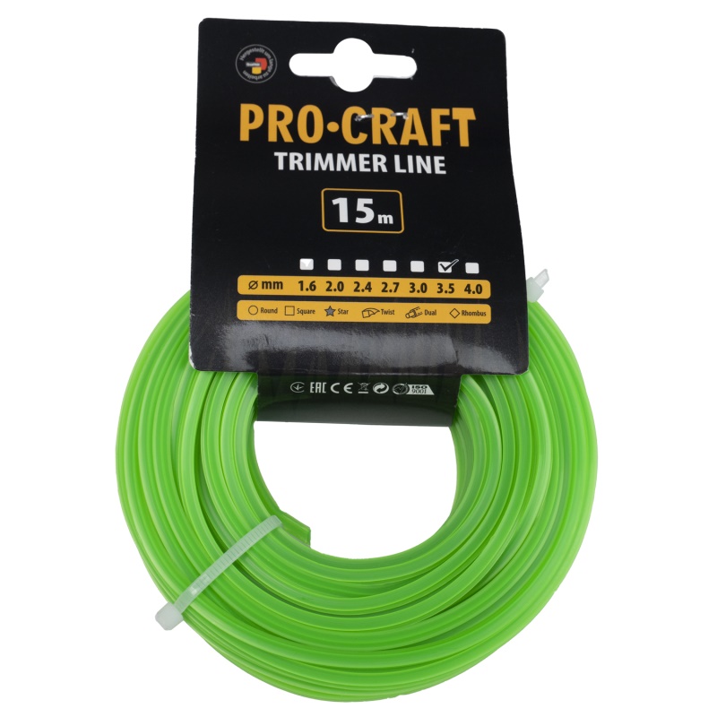 Struna žací (3.5mm) (15m) hvězda PROCRAFT ZI-3.5/15