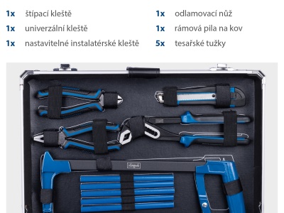 Scheppach TB 200 - hliníkový kufr s nářadím, 141 dílů