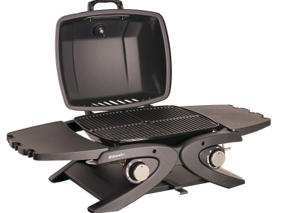 Riwall PRO RGG 20 Compact SET - Přenosný plynový gril 4,2 kW se dvěma hořáky a pojízdným skládacím stolkem