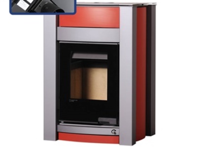 HS Flamingo KALMAR 11/7 červená ER - teplovodní krbová kamna s 7 kW výměníkem a el. regulací