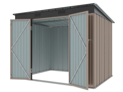 Riwall PRO RMSP 6x8 Brown - zahradní domek kovový 2,4 x 1,8 m s pultovou střechou hnědý
