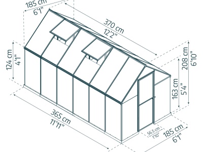 Palram - Canopia Multiline 6' x 12' - polykarbonátový skleník (365 x 185 cm)