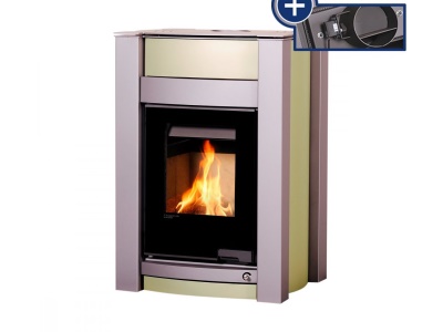 HS Flamingo KALMAR 11/7 olivová ER - teplovodní krbová kamna s 7 kW výměníkem a el. regulací