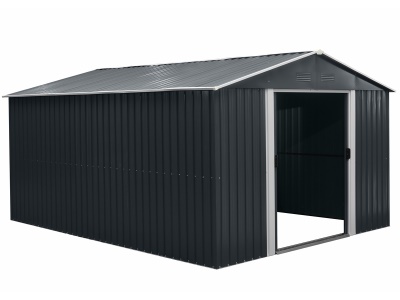 Riwall PRO RMSA 12x10 Anthracite - zahradní domek kovový 3 x 3,7 m se sedlovou střechou antracit