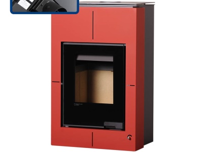HS Flamingo SAPORO 11/7 červená ER - teplovodní krbová kamna s 7 kW výměníkem a el. regulací