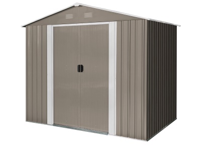 Riwall PRO RMSA 6x8 Brown - zahradní domek kovový 2,4 x 1,7 m se sedlovou střechou hnědý