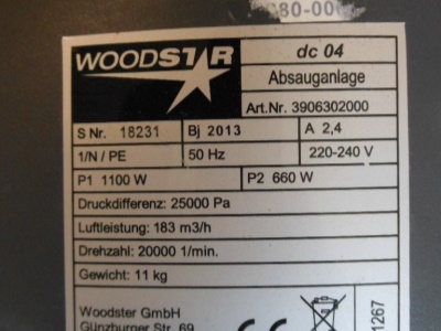 WOODSTER DC 04 odsavač hoblin 