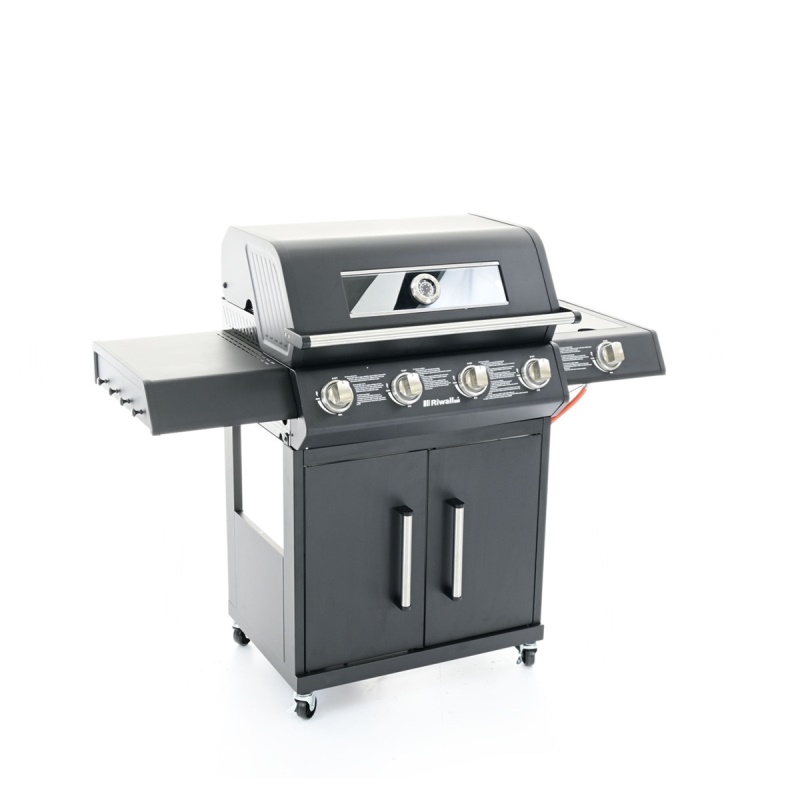 Riwall PRO RGG 41 EXL - luxusní plynový gril 17 kW se čtyřmi hořáky a bočním vařičem