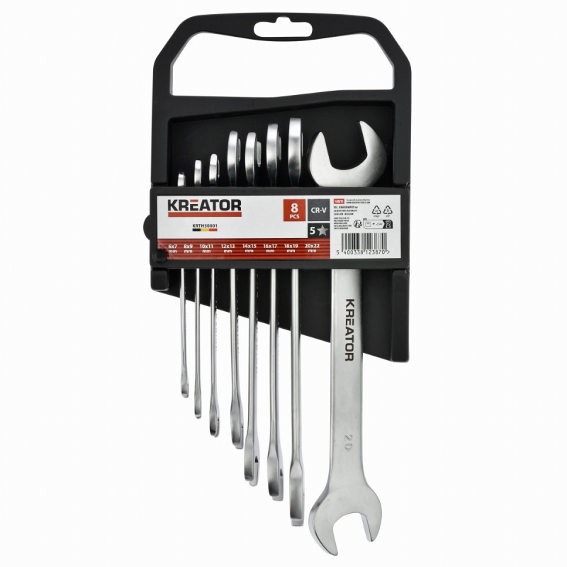 KRTH30001 - Sada oboustranných otevřených klíčů 6-22mm - 8ks