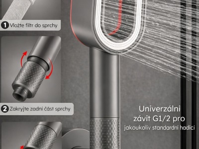 SH002W - Filtrační sprchová hlavice bílá