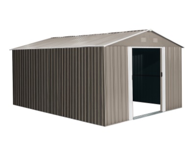 Riwall PRO RMSA 12x10 Brown - Zahradní domek kovový 3 x 3,7 m se sedlovou střechou hnědý