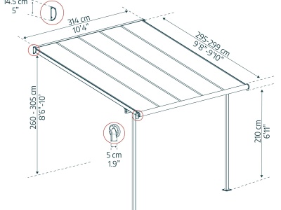 Palram - Canopia Capri 3000 antracit 3 x 3 - hliníková (montovaná) pergola