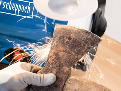 Scheppach BG 200 AL - dvoukotoučová bruska s bílým kamenem