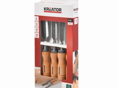 KRTH23603 - Dláta na dřevo sada 6, 12, 18, 24mm 4ks dřevěná rukojeť