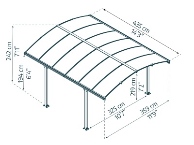 Palram - Canopia Arcadia 4300 - hliníkový (montovaný) přístřešek s obloukovou střechou