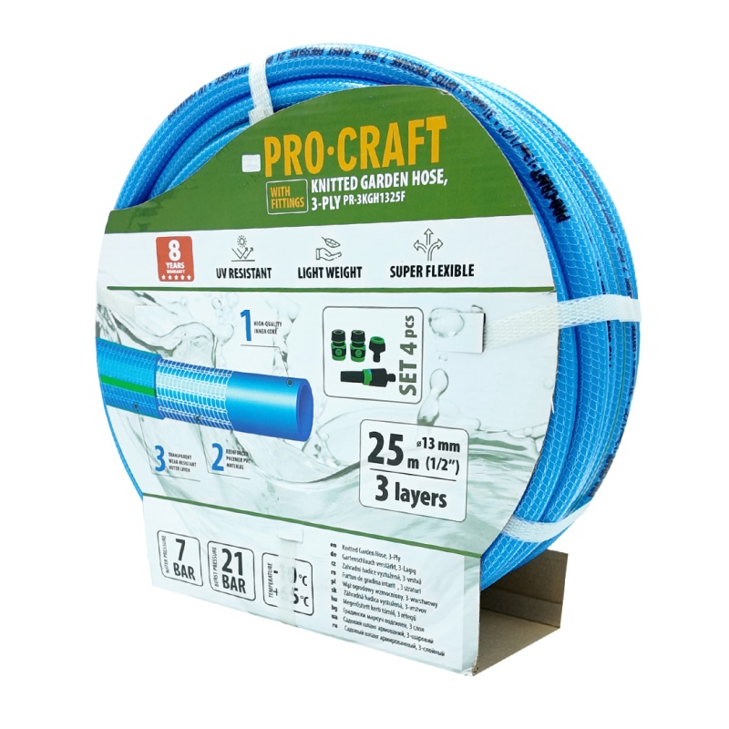 Modrá zahradní hadicí Procraft PR-3KGH1325F