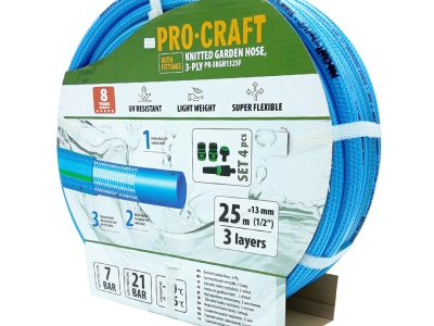 Modrá zahradní hadicí Procraft PR-3KGH1325F