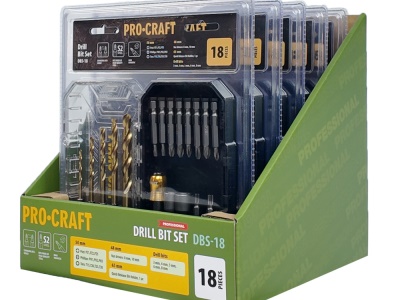 Sada vrtáků a bitů Procraft DBS-18, S2