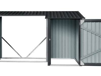 Riwall PRO RMWS 3x9 Anthracite - přístřešek na dřevo s kůlnou 2,7 x 1,6 m s pultovou střechou antracit