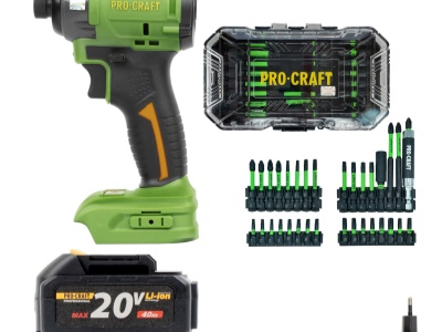 Aku rázový utahovák Procraft PS22bb + sada bitů IBS-41 + baterie a nabíječka